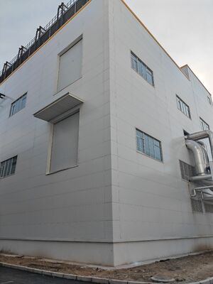 Pre‑manufactured steel frame components field installation factory building food‑processing plant stock warehouse transit logistics station